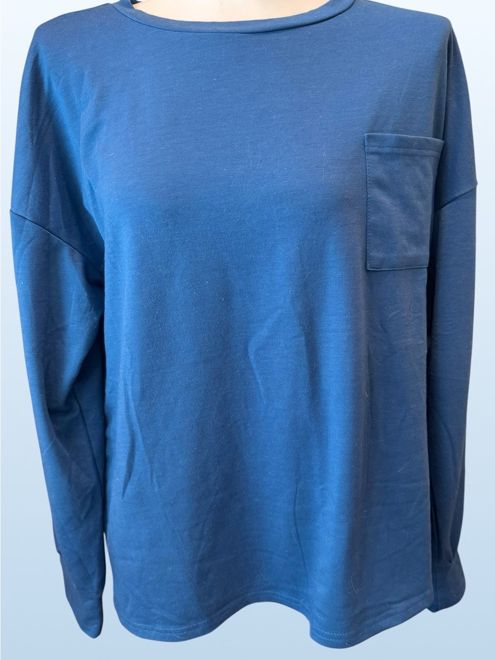 EKOUAER Women’s Large Navy Blue Long Sleeve Pocket Top